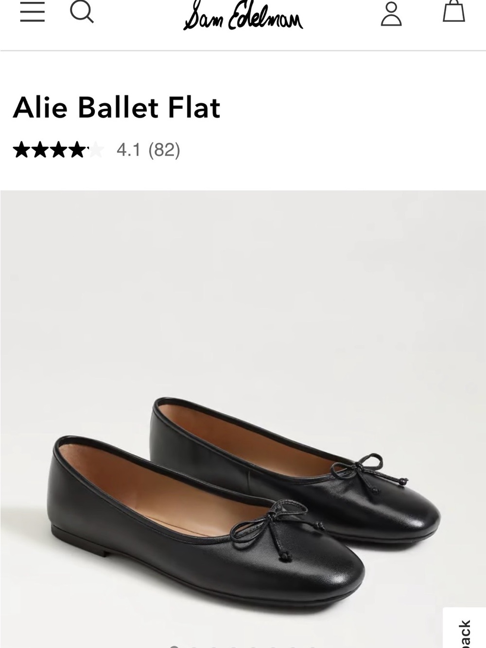 Sam Edelman Alie Ballet Flat in Black Leather
